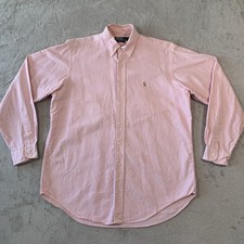 Polo Ralph Lauren Shirt Mens 16” Pink Yarmouth Oxford 100% Cotton Pin Stripes XL