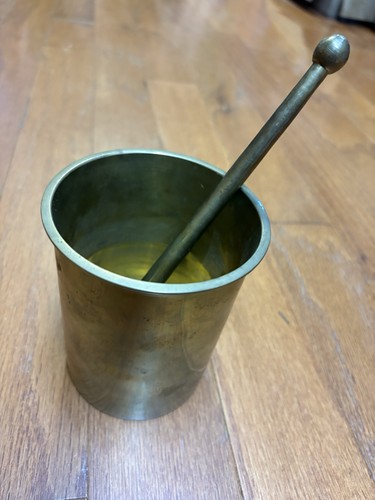 Vintage brass mortar and - brass,