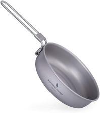 Boundless Voyage Ultra-light Titanium Frying Pan with Folding Handle Outdoor Ca