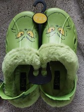 Primark Grinch Christmas Clogs Slippers Faux Fur Lined Adults Size 8 Free Post