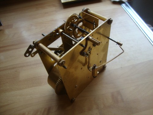 Antique brass mantel - brass, clock
