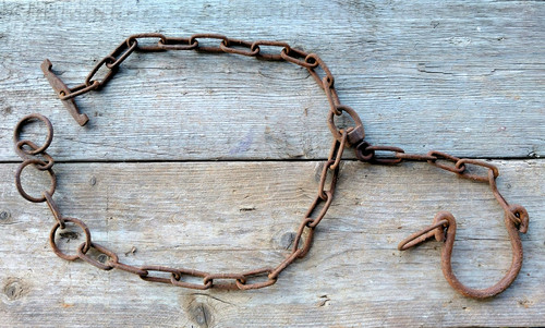 Antique forged iron chain - forged,