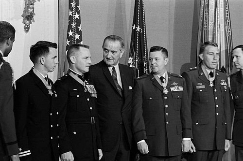 President johnson stands medal - stands,