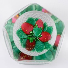 St Louis Paperweight Lampwork Strawberries 1982