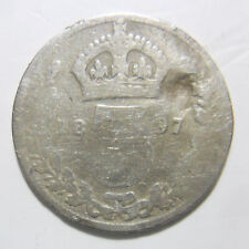 3d 1897 VICTORIA COIN 925 STERLING SILVER THREE PENCE THREEPENNY PIECE