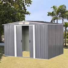 Metal Garden Shed 8 X 10 FT Garden Storage House Apex Roof with FREE FOUNDATION