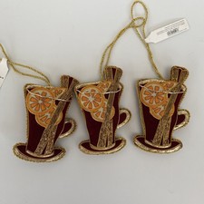 Fiona Walker Christmas tree Decorations Mulled Wine Sparkle  x3