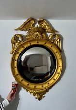 Large Regency Carved Eagle Giltwood Convex Mirror