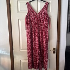 Fat Face Women's Red Floral Print Jumpsuit L, Size 14.