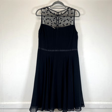 Hobbs Navy Blue Sleeveless Fit & Flare Occasion Dress Size UK 14