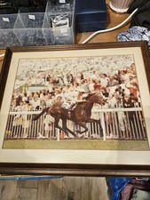 Slip Anchor Wins 1985 Epsom Derby Signed by Steve Cauthen  Horse  photograph 