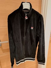 FILA Bartali Vintage Retro Black Velour Track Jacket