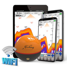 F68 Wifi Wireless Fish Finder Depth Echo Sounder Dual Frequency Sonar Alarm Tran