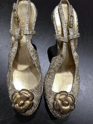 Chanel gold python shoes size - shoes,