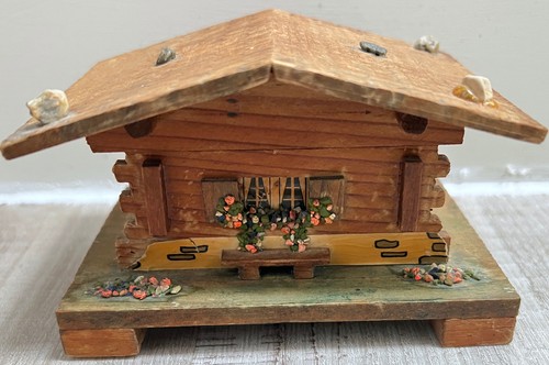 Vintage swiss chalet music box - vintage,