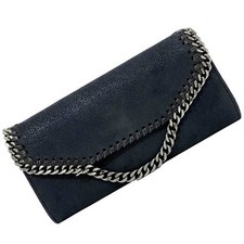 Stella McCartney Bifold Long Wallet Navy Silver Falabella 391835 Polyester Metal