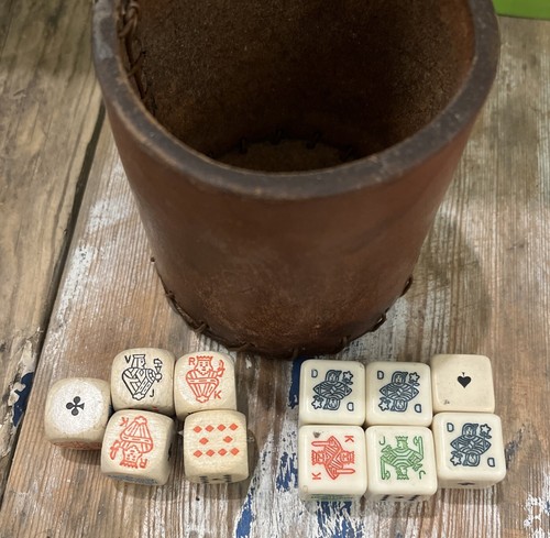 Vintage poker dice and leather - vintage,