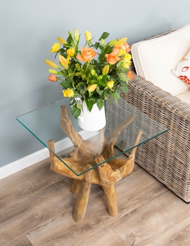 60cm reclaimed teak root glass - teak,