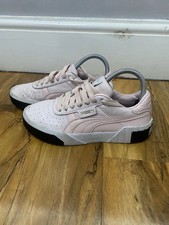 PUMA Cali Emboss Low Trainers Women's UK 4.5 Pink White Leather Lifestyle Shoes