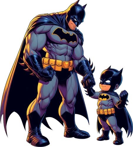 Colourful batman father - batman, son