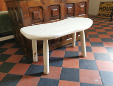 Antique Painted Side Coffee kidney Table Rustic Chic 35cm H x 70cm W Very Heavy