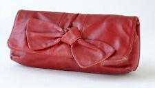SOFT , STRAWBERRY RED LEATHER CLUTCH BAG WITH BOW DETAIL , Ted Baker, Small Size