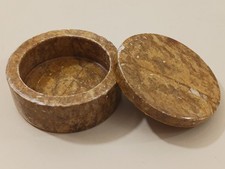 Vintage Marblehead Polished Stone Jewelry Box Trinket Pearl Round