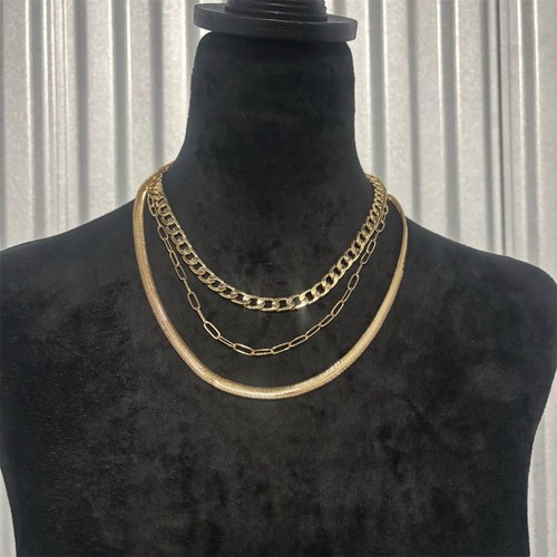 Gold tone necklace layered - tone,