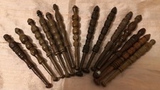 14 VINTAGE HAND TURNED DARK WOOD LACE MAKING BOBBINS probably  MALTESE