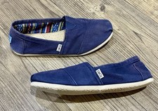 Toms Classic Canvas Slip On • Blue Navy Shoes UK Size 9 - Used