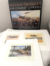 NICOLAS TRUDGIAN AIR COMBAT LEGENDS BOOK + 3 SMALL SIGNED  PRINTS COA + RAHL SIG
