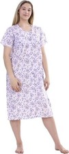 Ladies' Poly Cotton Floral Short Sleeve Button Through Nightdress Nightie