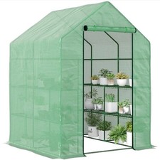 Outsunny Walk in Garden Greenhouse Outdoor Grow House w/ Shelves, 143x138x190cm