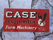 LARGE VINTAGE CASE TRACTORS EAGLE PORCELAIN FARM MACHINE SIGN 12" X 6"