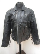 VINTAGE 80'S SKINTAN FRINGED LEATHER MOTORCYCLE JACKET SIZE 52 OR XL 2.7KG