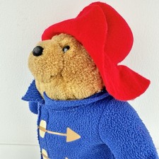 Paddington Bear small plush toy with blue duffle coat red hat vintage 2005 24 cm
