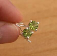 Natural Peridot Solid 925 Sterling Silver Drop Hook Earrings Gift Boxed