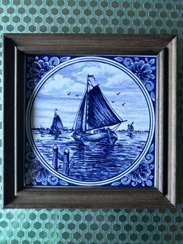 Framed delft tile blue - framed, &