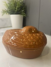 Brown Glazed Duck Pate Terrine Pot Serving Dish with Lid Ceramic Kitchen Decor
