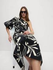 Marks & Spencer Womens Black Cotton Midaxi One-shoulder Women Dress - M&S