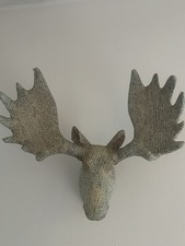 Unique Script Moose Head Wall Hanging Trophy Novelty * Paper Mache Look Moose 