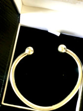 SOLID 925 SILVER TORQUE BRACELET UNISEX ADJUSTABLE hallmarked 19g