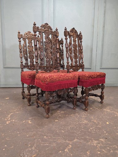 Set antique craved - of, 4