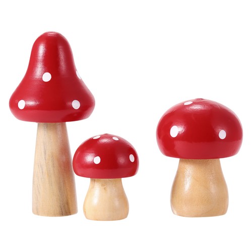 3pcs small wooden mushroom - 3pcs,