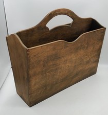 Vintage Wooden Magazine Rack Holder Dark Wood Mid Century MCM 16"