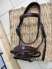 S/H Anatomic Padded Removable Flash Bridle - Brown/Tan - Cob