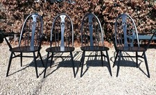 LARGER SOLID ELM ERCOL SWAN BACK DINING CHAIRS IN PITCH BLACK FARROW & BALL