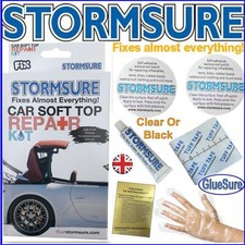Soft Top Car Roof Convertible Hood Repair Kit Includes Patches Glue Clear/Black