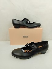 Bloch Size 12 Tap Shoes (UK 9 Adult) Black Leather Lace Up VGC BOXED A7