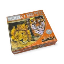 2 Jigsaw Puzzles 2 x 1000 Piece Premium Puzzles per Box Wild Animals  Lion Tiger